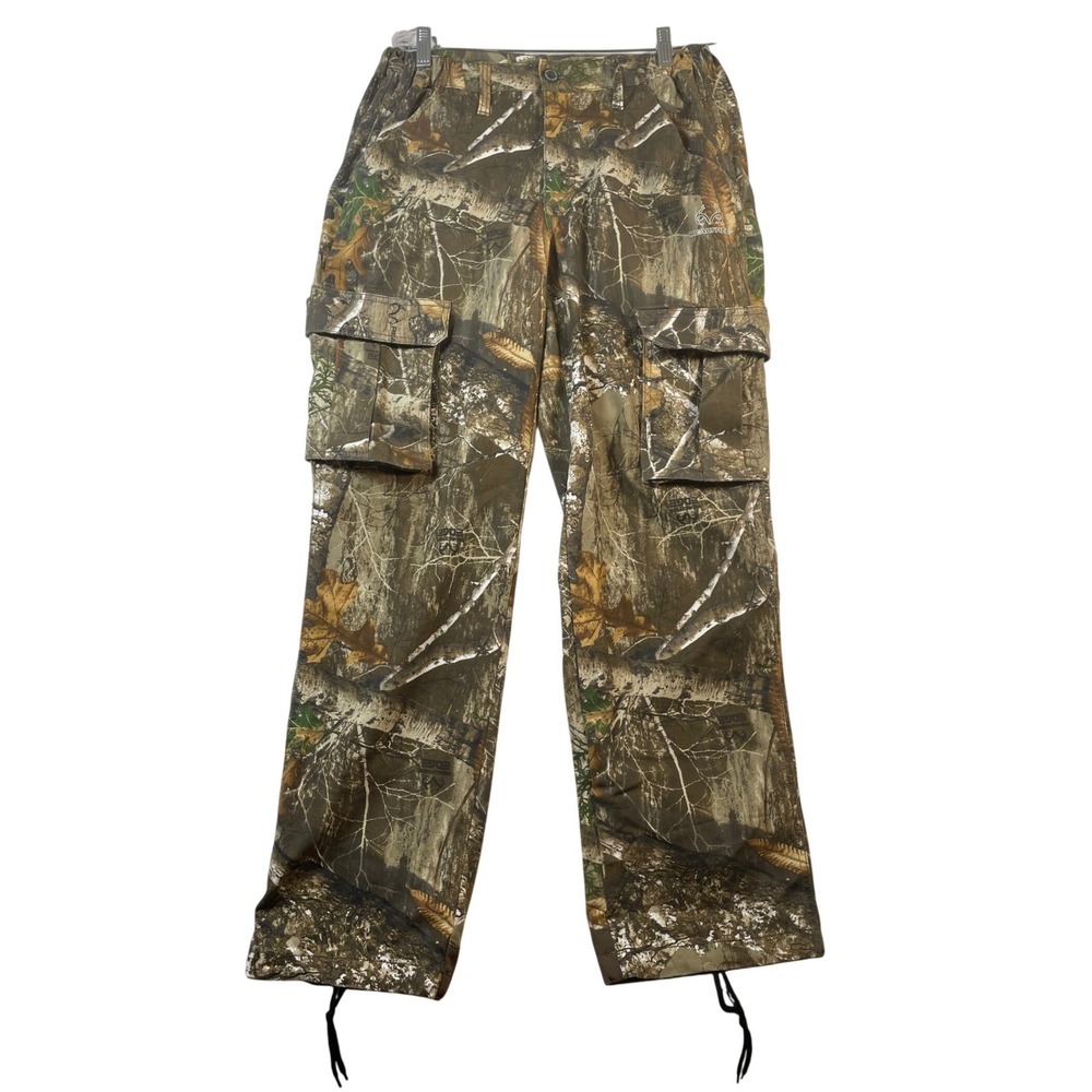 Realtree Edge Camo Cargo Hunting Pants Women's M 8/10 Camouflage‎ Drawstring Hem